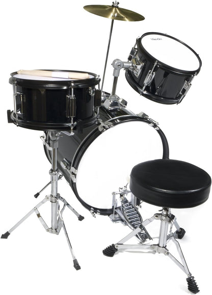 Mendini By Cecilio Drum Set – 3-Piece Kids Drum Set (16"), Black Metallic (Like New)