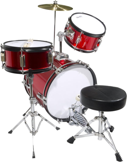 Mendini 16" 3-Piece Kids Drum Set Includes Bass Drum, Tom, Snare & Drum Throne- (Like New)