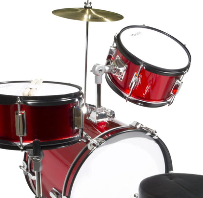 Mendini 16" 3-Piece Kids Drum Set Includes Bass Drum, Tom, Snare & Drum Throne- (Like New)