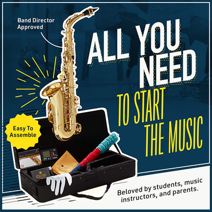 Mendini By Cecilio Eb Alto Saxophone w/Case, Tuner, Mouthpiece & 10 Reeds - Blue (Like New)