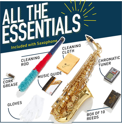 Mendini By Cecilio Eb Alto Saxophone w/Case, Tuner, Mouthpiece & 10 Reeds - Blue (Like New)