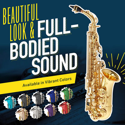 Mendini By Cecilio Eb Alto Saxophone w/Case, Tuner, Mouthpiece & 10 Reeds - Blue (Like New)