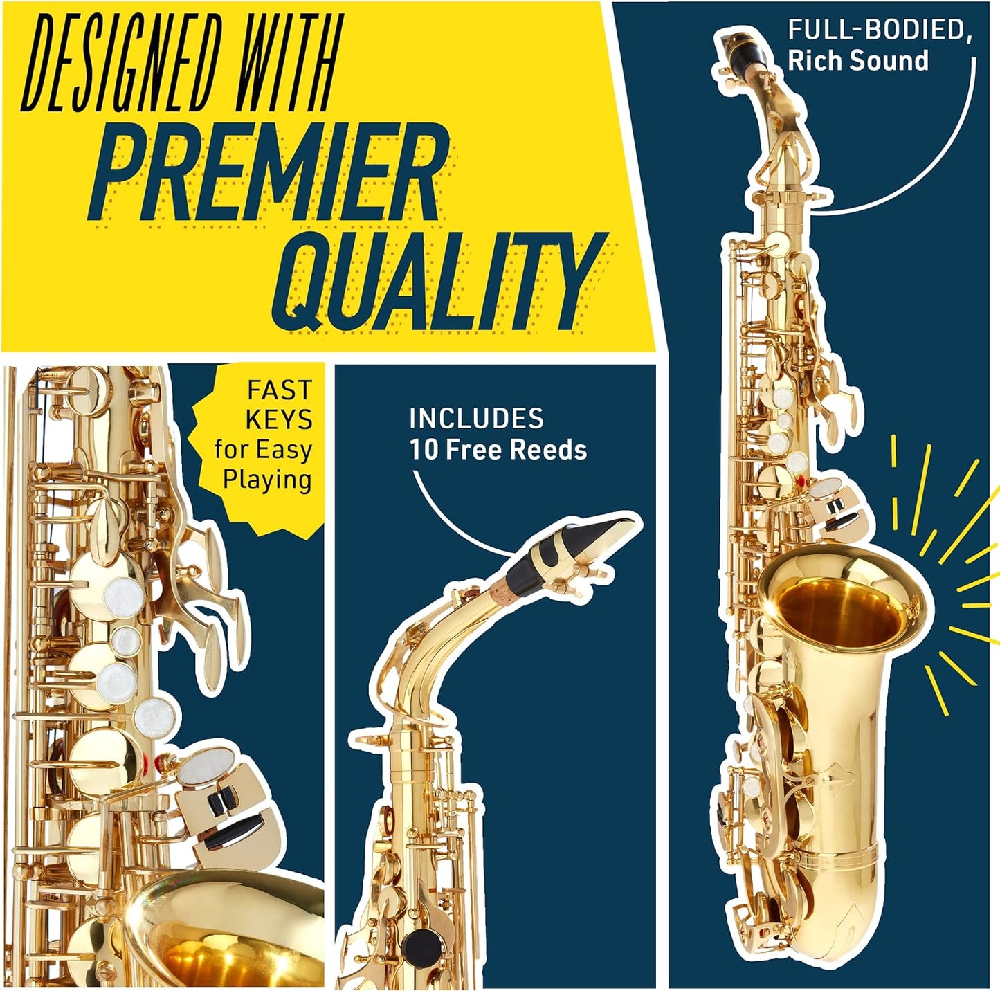 Mendini By Cecilio MAS-RL+92D+PB Eb Alto Saxophone- Case, Tuner, Mouthpiece, Red (Like New)