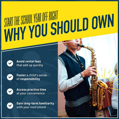 Mendini Eb Alto Saxophone w/Case, Tuner, Mouthpiece, 10 Reeds - Nickel & Gold (Used)