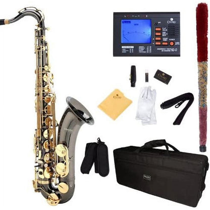 Mendini Tenor Saxophone, L+92D B Flat, Case, Tuner, Black with Gold Keys (Used)