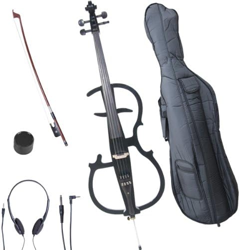 Cecilio CECO-2BK Ebony Electric Silent Metallic Black Cello Style 2, Full Size (Used)