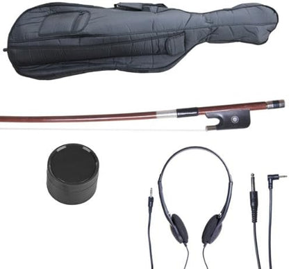 Cecilio CECO-2BK Ebony Electric Silent Metallic Black Cello Style 2, Full Size (Used)