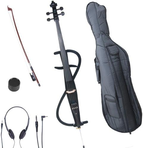 Cecilio CECO-3BK Ebony Electric Silent Cello, 4/4 Full-Size - Metallic Black (Like New)