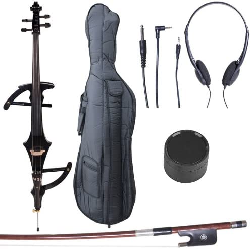 Cecilio CECO-4BK Ebony Electric Silent Cello in Style 4, 4/4 - Metallic Black (Like New)
