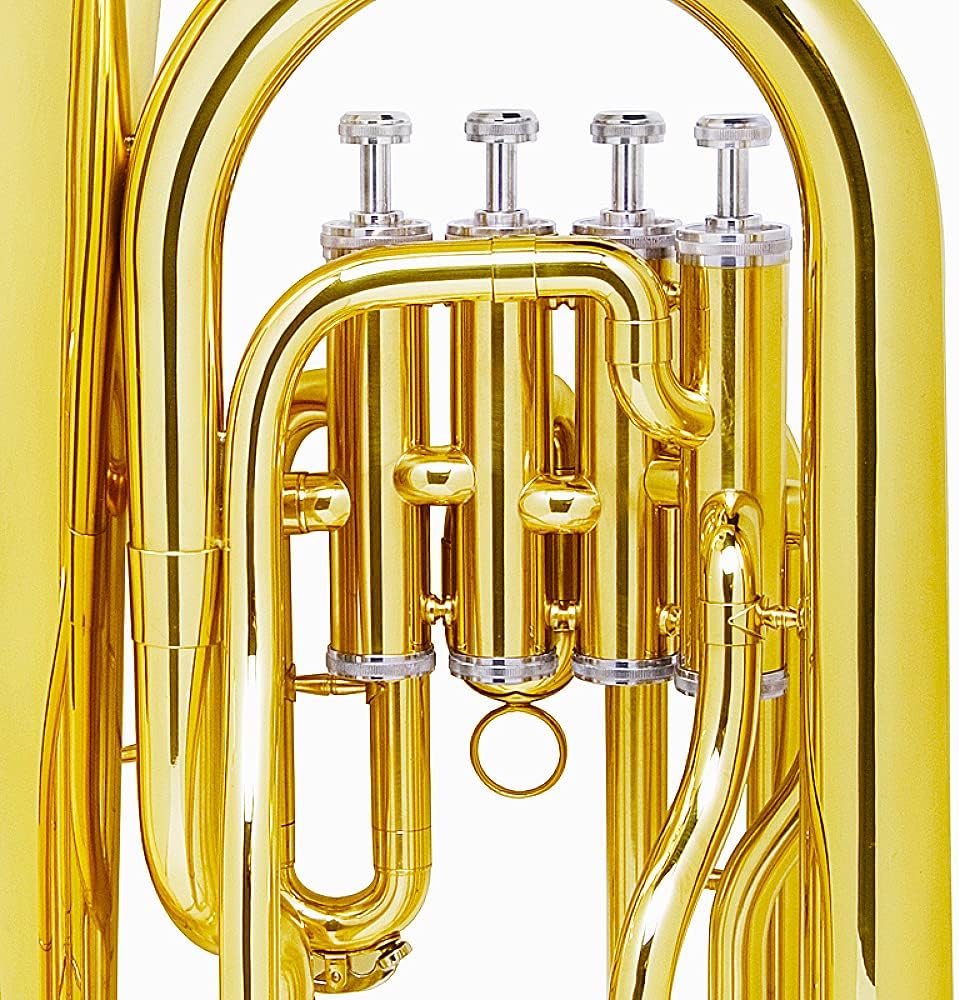 Mendini MEP-L Lacquer Brass B Flat Euphonium w/ Stainless Steel Pistons, Gold- (Used)