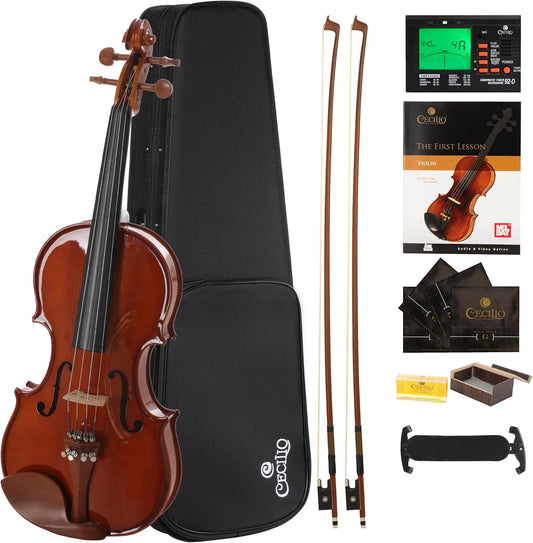 Cecilio Natural Varnish Violin for Beginners with Fiddle Kits, Size 1/4 - Nickel (Used)