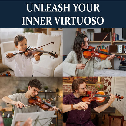Cecilio Natural Varnish Violin for Beginners with Fiddle Kits - 1/4 Size, Nickel (Like New)