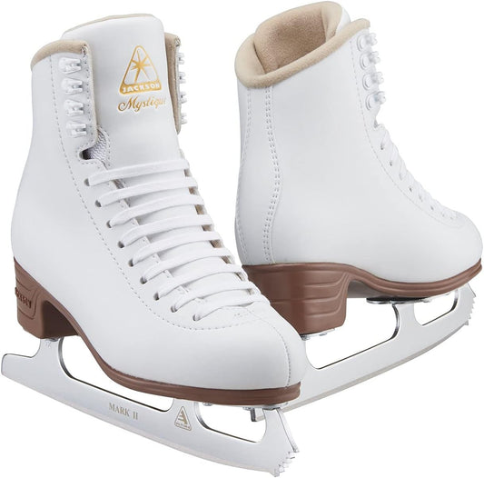 Jackson Ultima Mystique Ice Skates w/ Mark II Blade for Womens, Adult 7.5, White (Like New)
