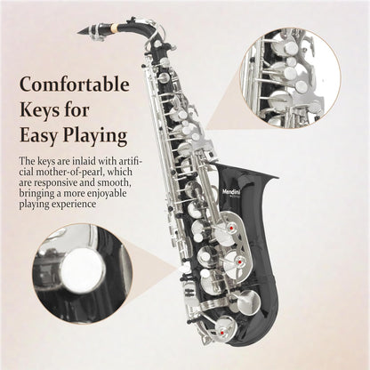Mendini By Cecilio Alto Saxophone w/ Tuner, Mouthpiece, Case, 10 Reeds & Grease (Used, No Retail Box)