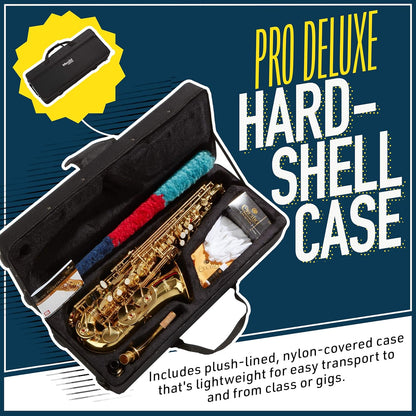 Mendini Eb Alto Saxophone - Case, Tuner, Mouthpiece, 10 Reeds - Black & Nickel (Like New)