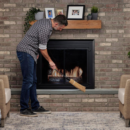 Uniflame 29.5" Fireplace Brush with Crook Handle Wrought Iron Ash Cleaner, Black (Like New)