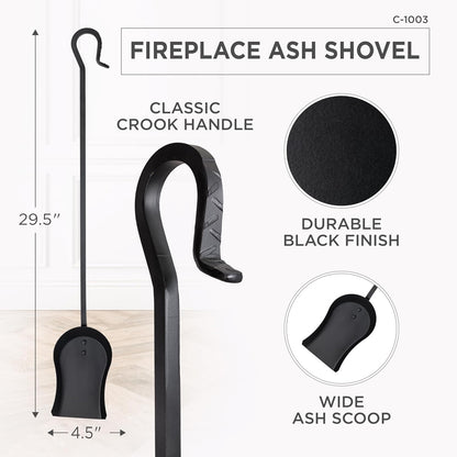 UniFlame C-1003 29.5" Ergonomic Fireplace Ash Shovel with Crook Handle - Black (Like New, No Retail Box)