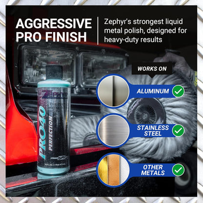 Zephyr Pro 40 Perfection Liquid Metal Polish for Semi Truck & Big Rigs-Fuel Tank (Like New)