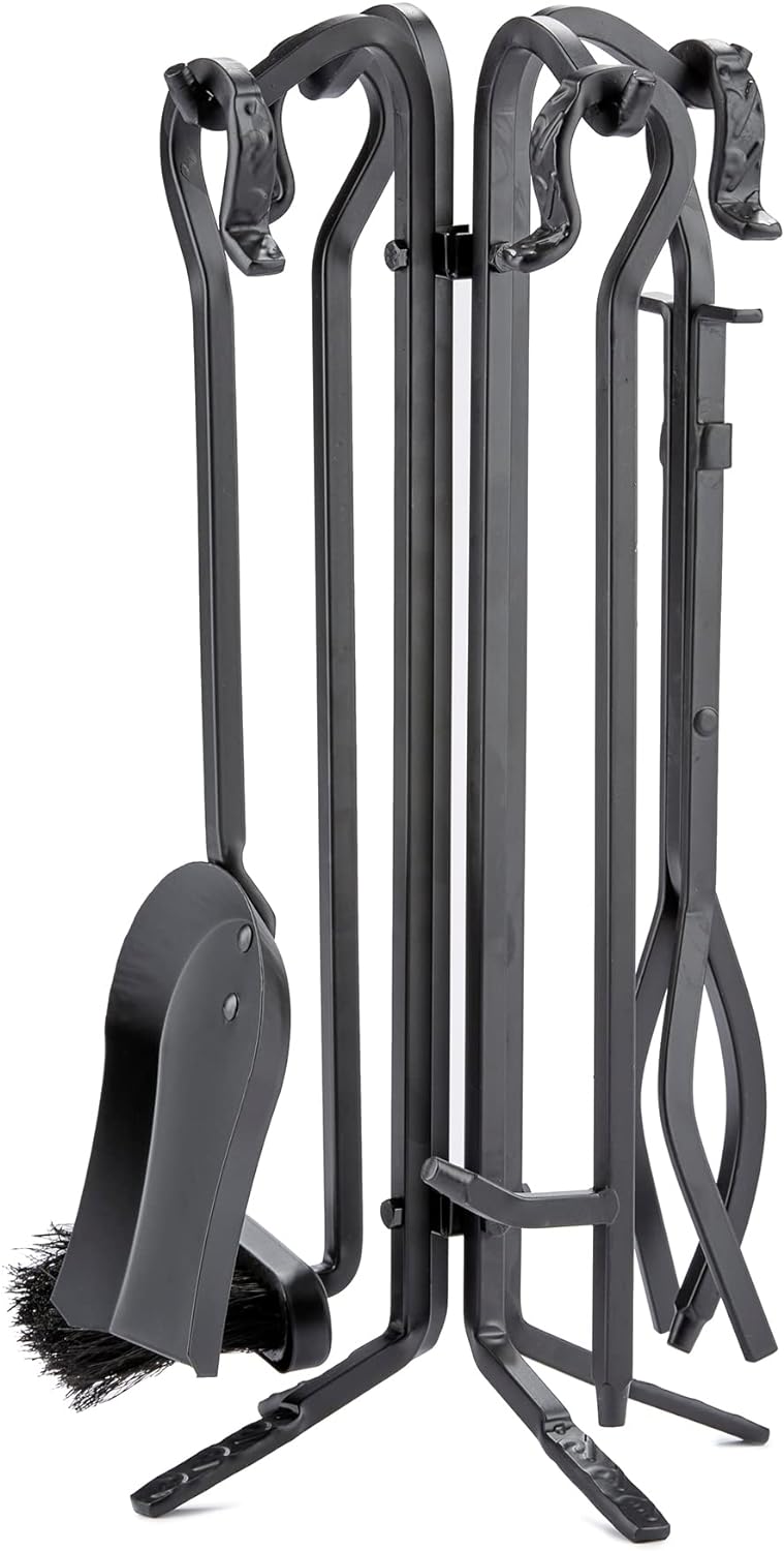 UniFlame F-1126 Rustic Mini Fireplace Iron Tools Set, 5-Pieces - Black (Used)