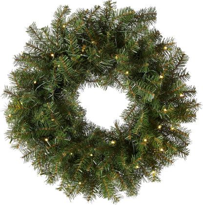 National Tree Pre-Lit Artificial Christmas Wreath, Green, Norwood Fir, 24-Inches (Like New)