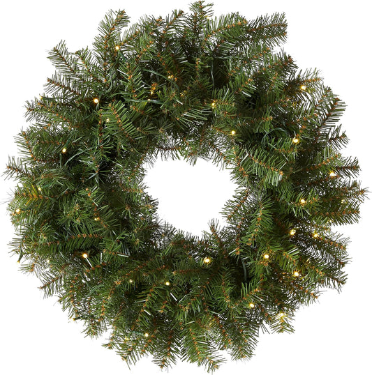 National Tree Pre-Lit Artificial Christmas Wreath, Green, Norwood Fir, 24-Inches (Like New)