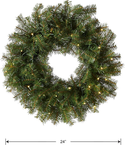 National Tree Pre-Lit Artificial Christmas Wreath, Green, Norwood Fir, 24-Inches (Like New)