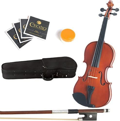Mendini 16-Inch Varnish Solid Wood Viola w/ Case, Bow, Rosin, Bridge, Strings- (Like New)