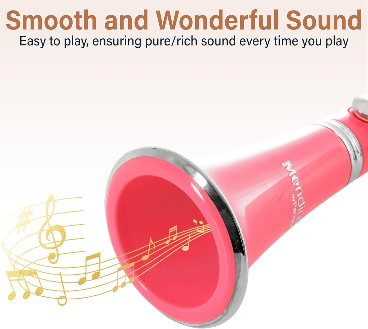 Mendini by Cecilio B Flat Clarinet w/ 10 Reeds, Mouthpiece, Gloves, Stand - Pink (Used)