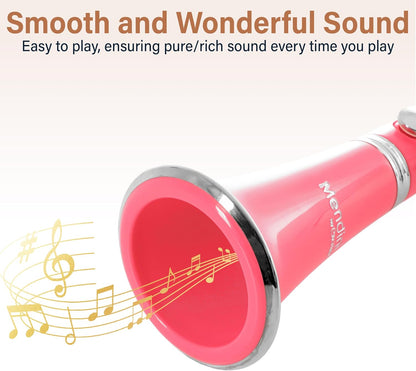 Mendini by Cecilio B Flat Clarinet w/ 10 Reeds, Mouthpiece, Gloves, Stand - Pink (Used)