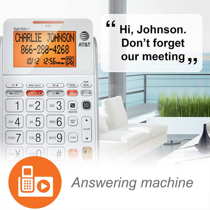 AT&T CL4940 Corded Standard Phone w/ Answering System and Backlit Display, White (Like New)