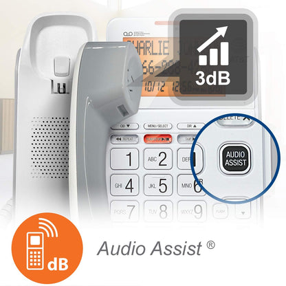 AT&T CL4940 Corded Standard Phone w/ Answering System and Backlit Display, White (Like New)