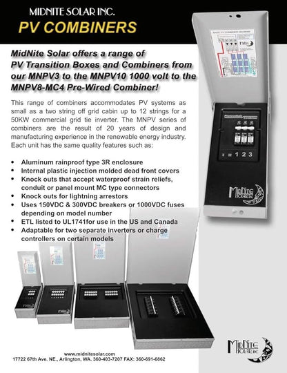 MidNite Solar MNPV4-MC4 Pre-Wired Combiner 4 Position with four 15A Fuse Holders (Like New)