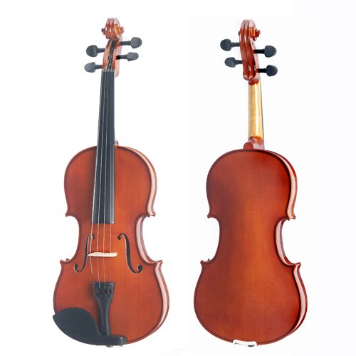Mendini MA350 12" Satin Antique Solid Wood Viola w/ Case & Bow, Natural Varnish (Like New)