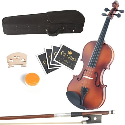 Mendini MA350 12" Satin Antique Solid Wood Viola w/ Case & Bow - Natural Varnish (Used)