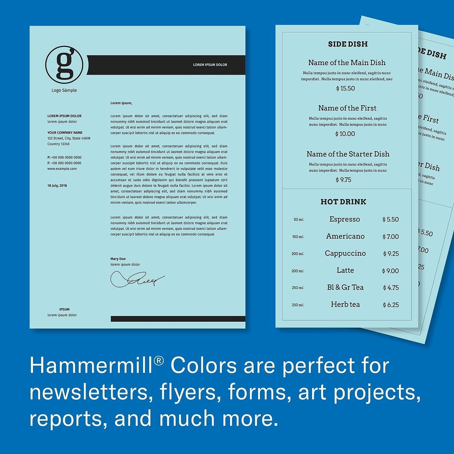 Hammermill 103309CT Recycled Colored Paper for Office & School Print, 20lb, Blue (Like New)