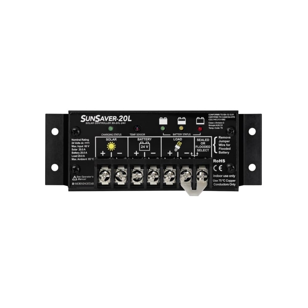 Morningstar Corporation SunSaver 20A PWM Solar Charge Controller, White/Black (Used)