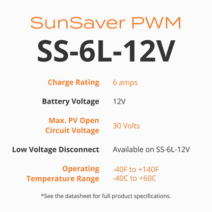 Morningstar Corporation SunSaver 20A PWM Solar Charge Controller, White/Black (Used)