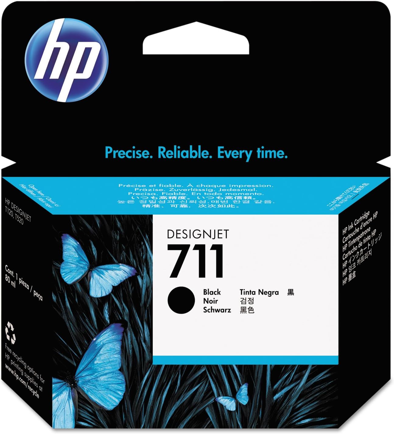 Hp Cz133A 711 80ml Ink Cartridge for Designjet T120/T520 Inkjet Printers, Black (Like New)