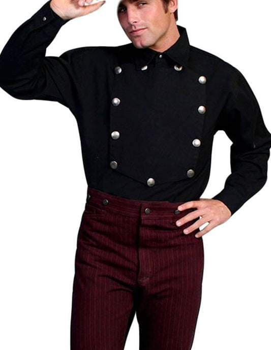 Scully Men's Rw011-blk Western Long Sleeve Button Down Shirt, Point Collar (Like New)