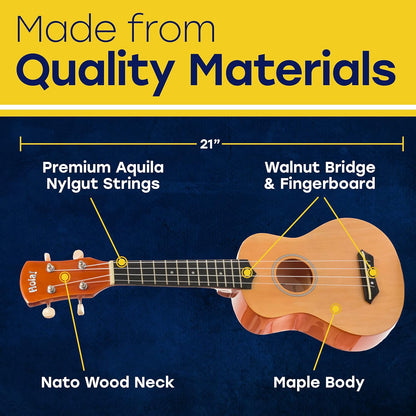 Hola! Music HM-21RD Maple Ukuleles with Bag & More, Soprano 21 Inch - Red (Like New)