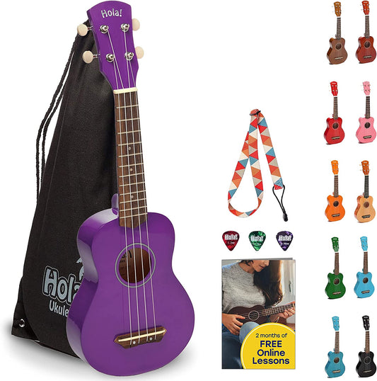 Hola! Music Ukuleles for Adults, Kids - 21" Maple Soprano Ukulele - Purple (Like New)