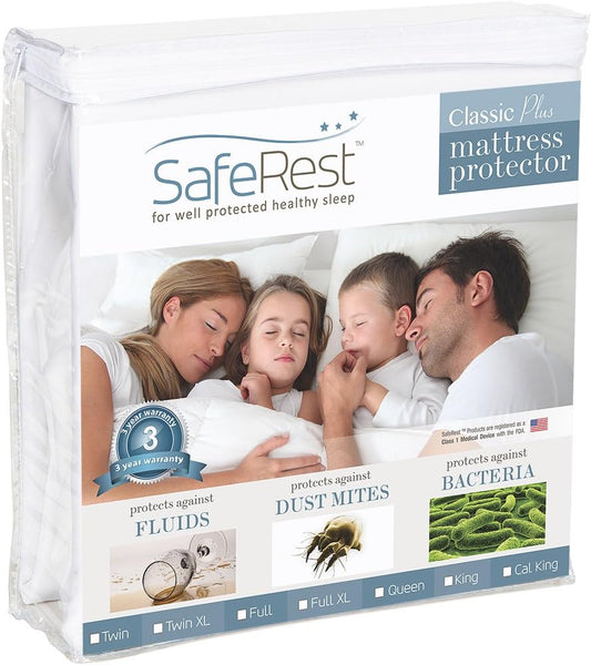 SafeRest Bamboo Viscose Sleepure Quilted Mattress Protector, Twin - White- (New)