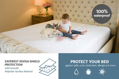 SafeRest Bamboo Viscose Sleepure Quilted Mattress Protector, Twin - White- (New)