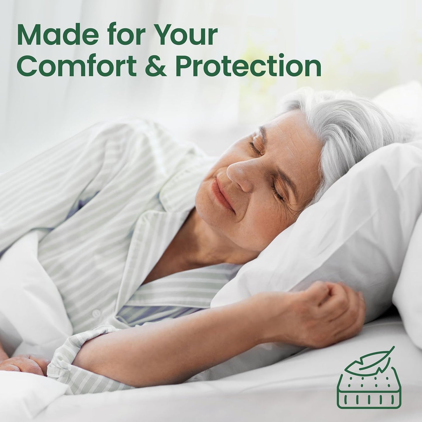 SafeRest Waterproof Polyester Mattress Protector, White - California King Size (New)