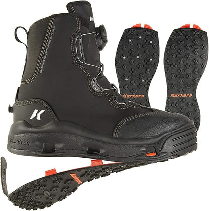 Korkers Devil's Turn-Lock Canyon Wading Boots for Men, Synthetic Rubber Sole (Used)