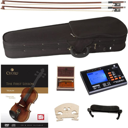 Cecilio CVN-500 Solidwood Ebony Fitted Violin w/ D'Addario Prelude Strings, 4/4 (Used)