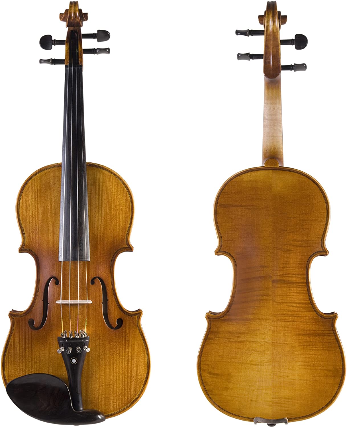 Cecilio CVN-500 Solidwood Ebony Fitted Violin w/Prelude Strings, 1/2 - Nickel (Like New)