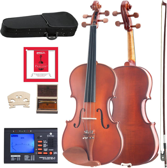 Cecilio CVA-400 Solidwood Viola with D'Addario Prelude Strings, 16.5" - Natural (Used)