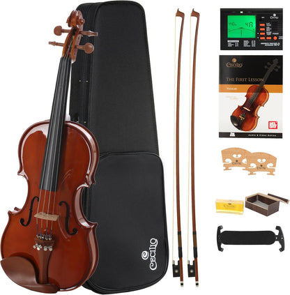 Cecilio Solidwood Violin with 4 Strings D'Addario Prelude & Case - Alloy Steel (Like New)