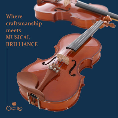 Cecilio Solidwood Violin with 4 Strings D'Addario Prelude & Case - Alloy Steel (Like New)